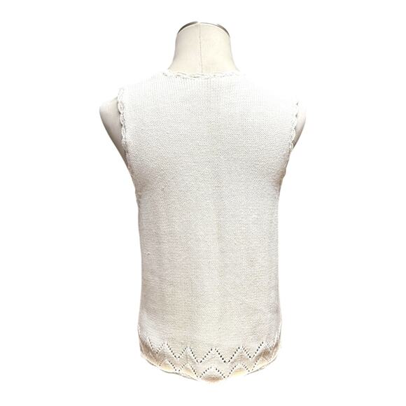 Vintage Capacity Floral Pearl Sweater Vest Off-White Petite Large - Picture 6 of 8
